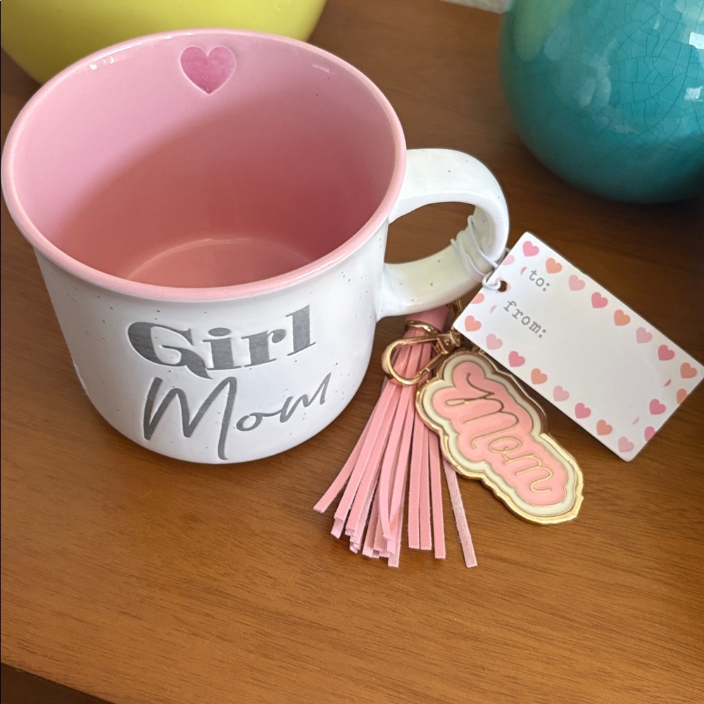 Pink 'Mom' Keychain Tassel - Pastel Pink Gold Accent